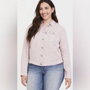 Torrid Pink Tencel Button Up Trucker Jacket 4X